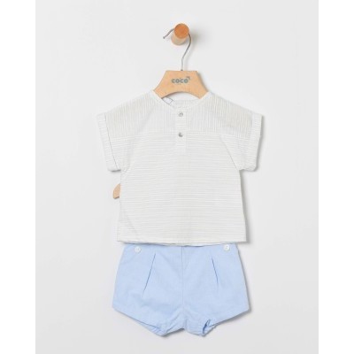 conjunto camisa rayas celeste