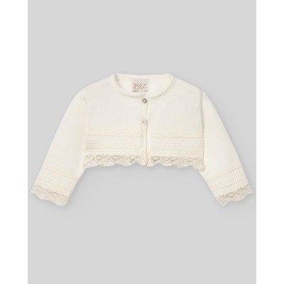 chaqueta punto crudo puntilla