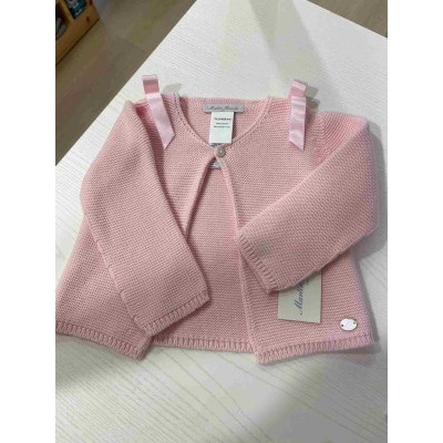 chaqueta punto rosa lazos