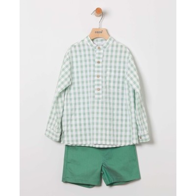 conjunto niño cuadros verde