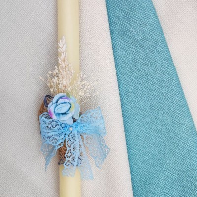 vela de bautizo encaje azul