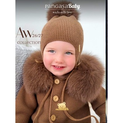 gorro marrón pompón sintético