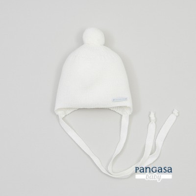 gorro orejero bebe marfil